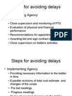 Steps For Avoiding Delays: - Implementing Agency