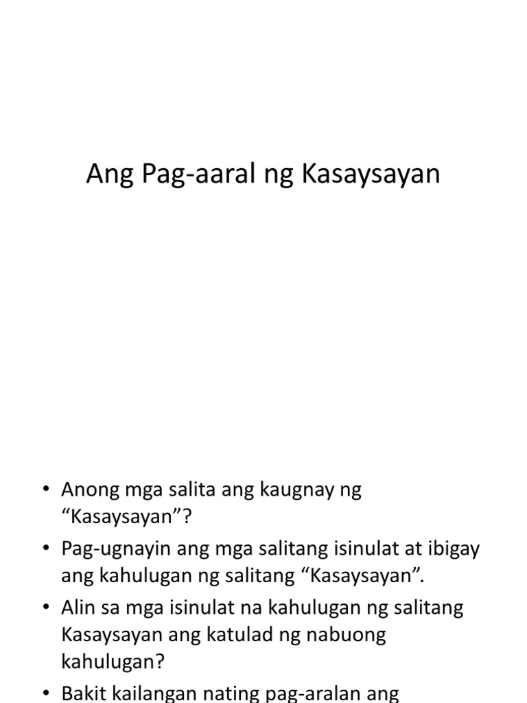 Ang Pag Aaral Ng Kasaysayan Pdf