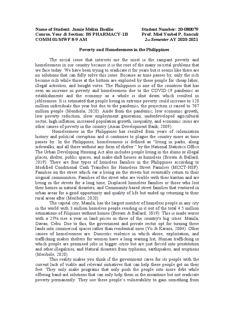 Poverty and Homelessness in the Philippines | PDF | Homelessness | Poverty
