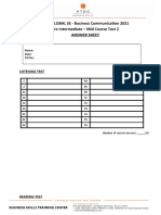 FPT - GLOBAL SE - Business Communication 2021 Pre Intermediate - Mid Course Test 2 Answer Sheet