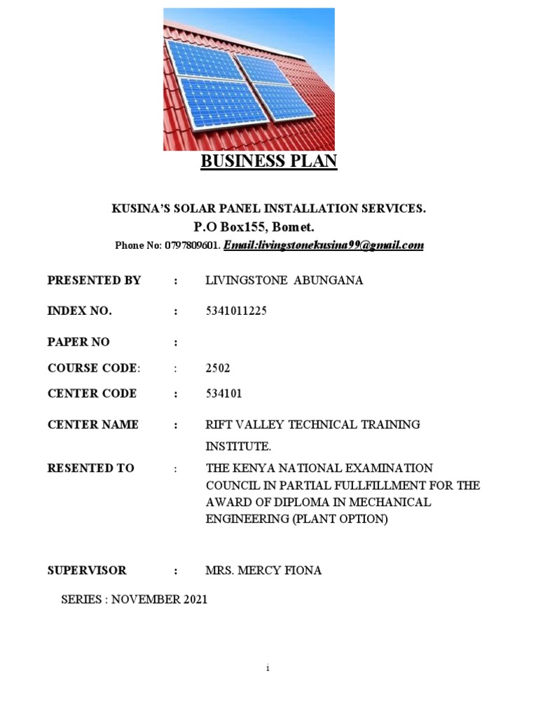 Kusina's Solar Panel Installation Plan | PDF | Income Statement | Expense