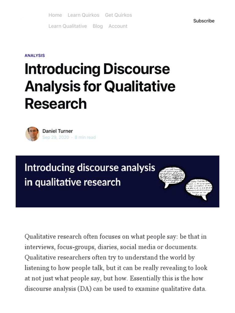 Introducing Discourse Analysis For Qualitative Research Lectura Agosto ...
