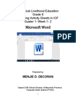 Microsoft Word: Technical Livelihood Education Grade 8 Learning Activity Sheets in ICF Quater 1-Week 1 - 2