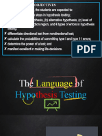 Hypothesis Testing Learning Objectives