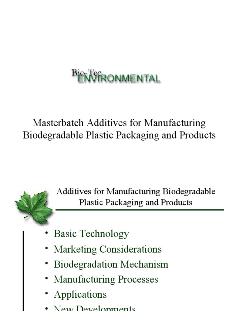 Biodegradable Additives for Plastics | PDF | Biodegradation | Plastic