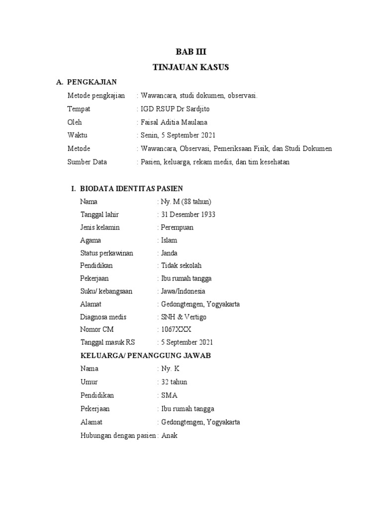 ASKEP SNH VERTIGO Bismillah | PDF | Sains & Matematika