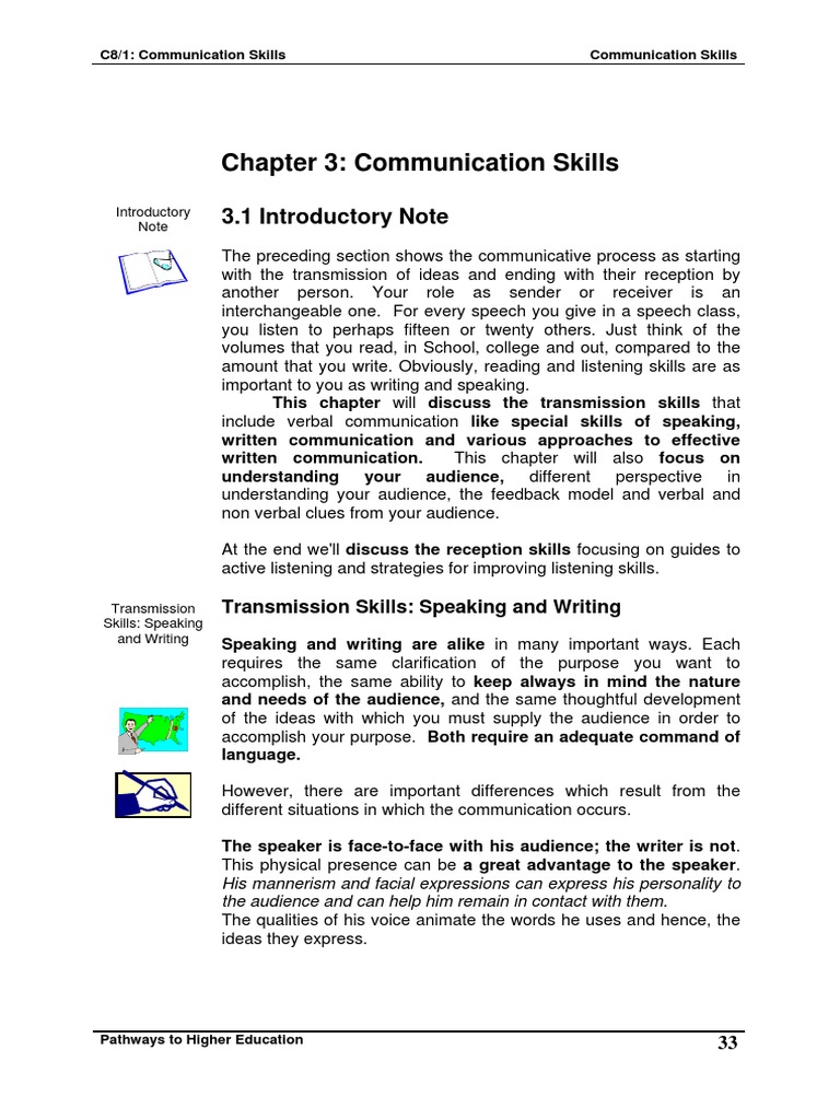 Chapter 3: Communication Skills: 3.1 Introductory Note | PDF ...
