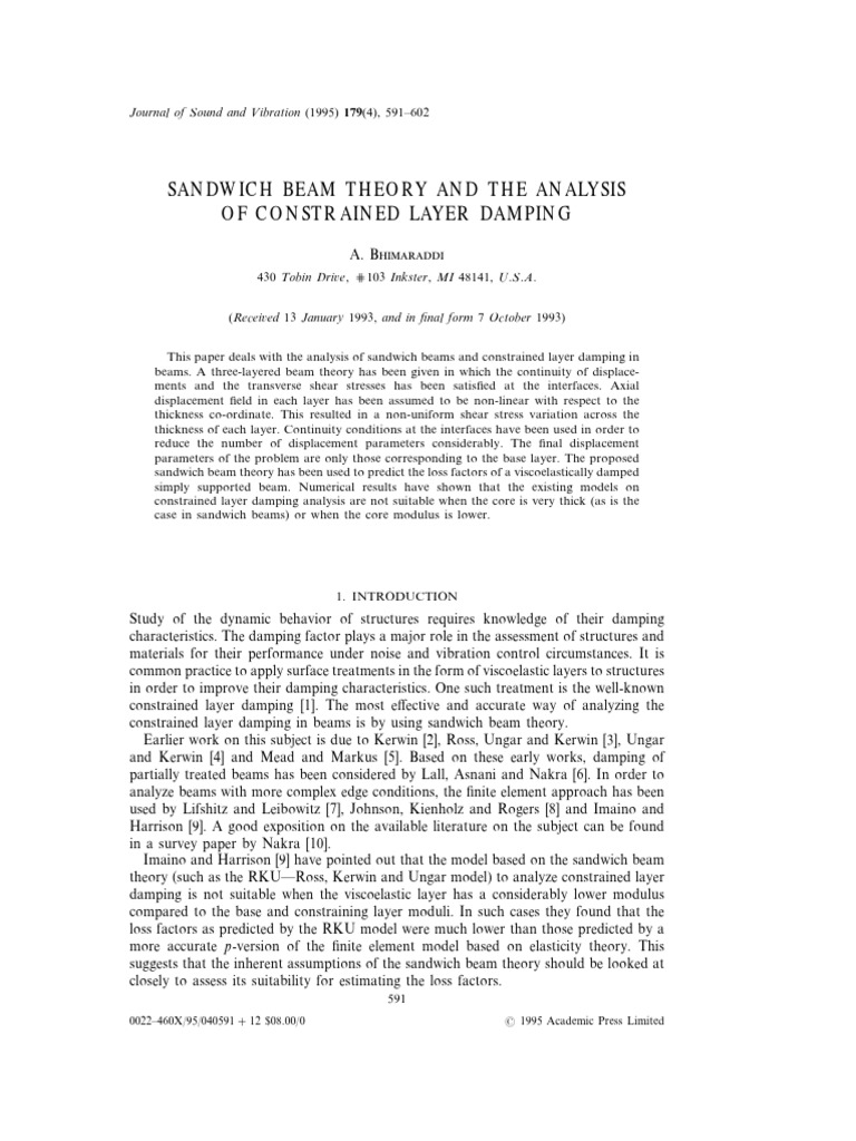 Sandwich Beam Theory and The Analysis of Constrained Layer Damping