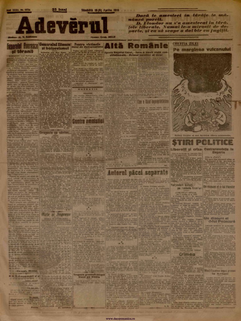 Adevarul - 19 Aprilie 1919 | PDF
