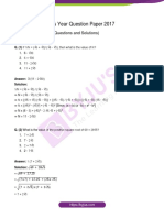 SSC CPO Previous Year Question Paper 2017: Quantitative Aptitude (Questions and Solutions)