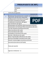 Presupuestos de Implementacón de Medidas de Control