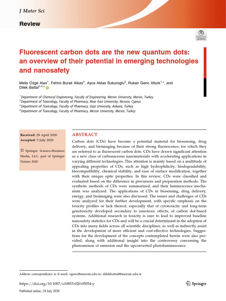 Fluorescent Carbon Dots Are The New Quantum Dots: An Overview of Their ...
