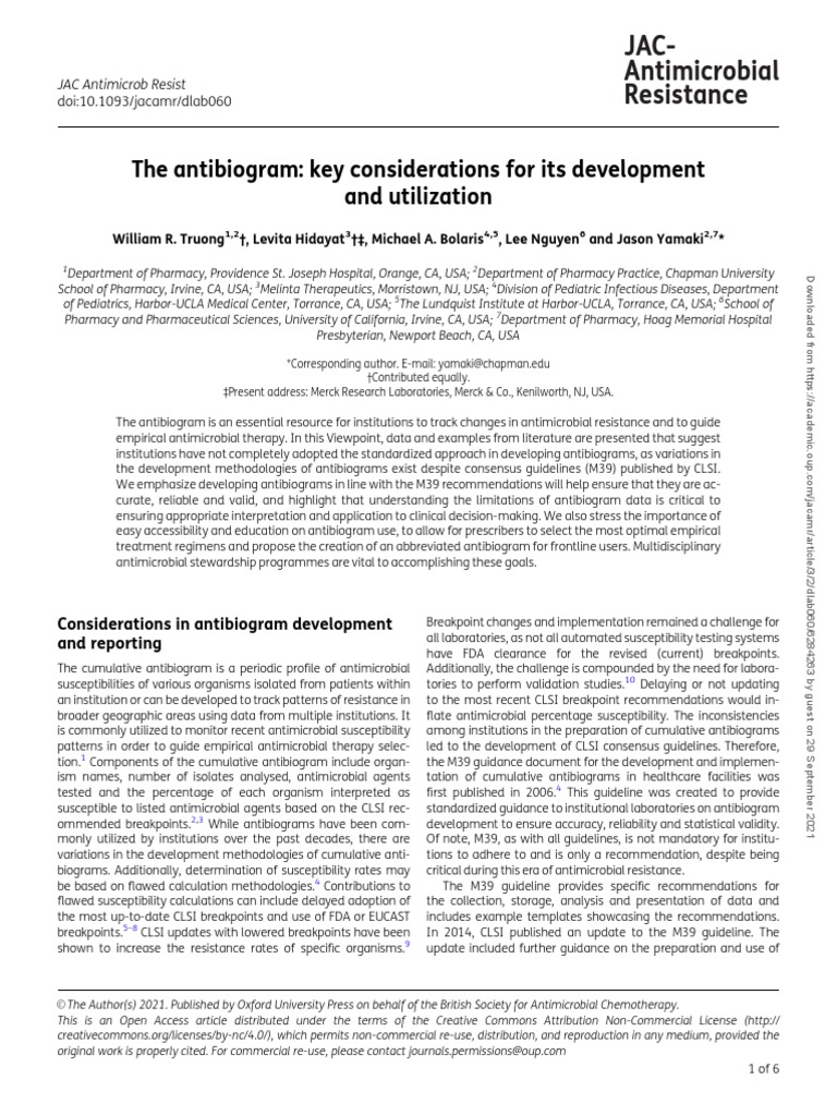 The Antibiogram Key Considerations For Its Development | PDF ...