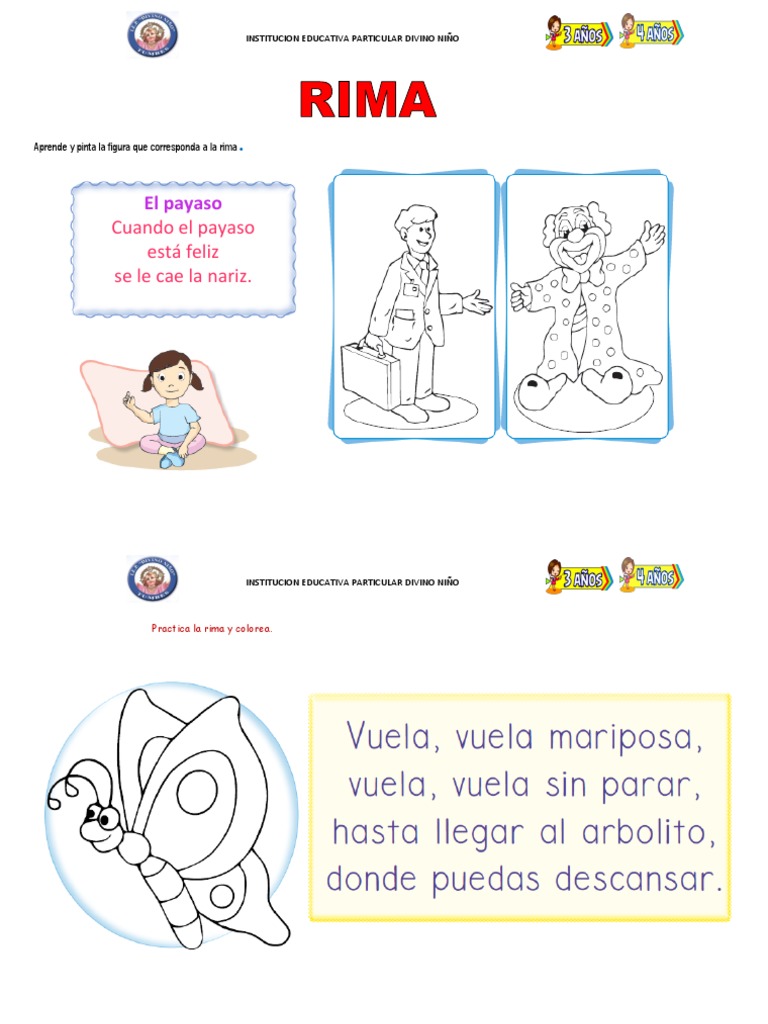 Hojas De Rimas Para Jardín De Infantes