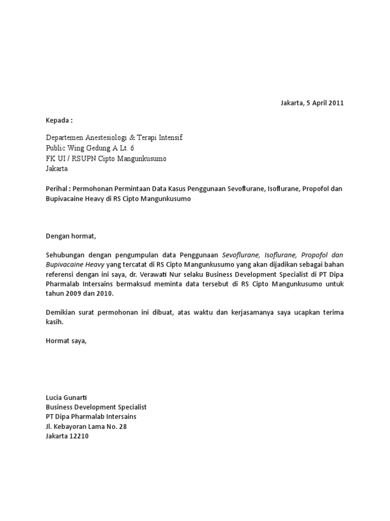 Surat Permohonan Permintaan Data survei