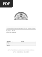 Microprocessors and Microcontrollers LAB: Aditya Engineering College (A)