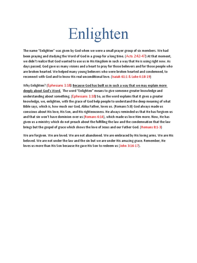 Enlighten: Understanding God's Love | PDF | Self-Improvement | Religion ...
