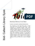 Electronic Delivery Cover Sheet