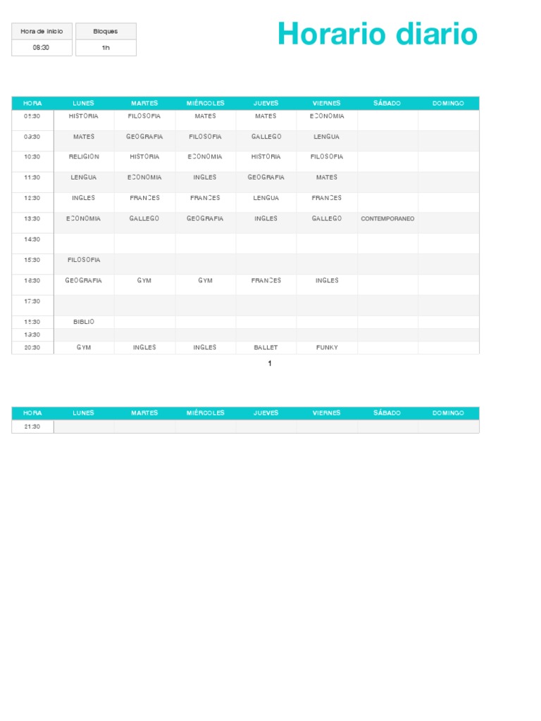 Horario 1 | PDF | Estudios de idiomas extranjeros