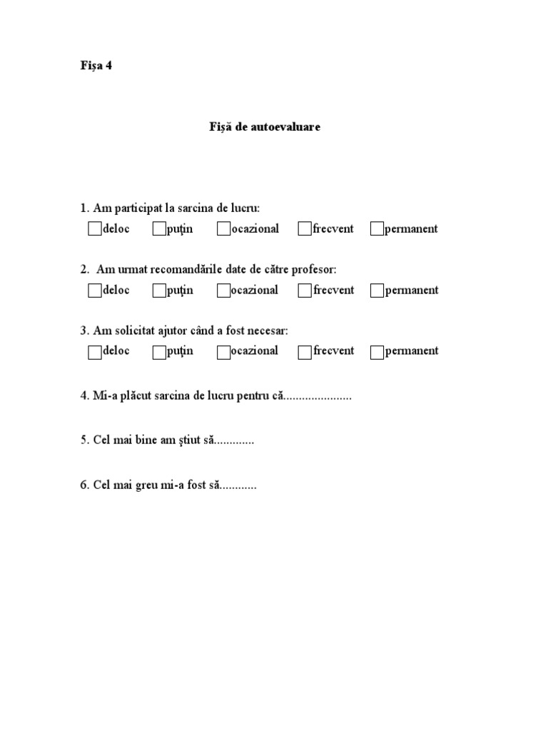 Fişa 4-Autoevaluarea PT Lectie | PDF