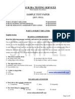 Sukkur Iba Testing Services Sample Test Paper: (Jest, Seld)