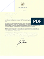 President Biden's Letter, dated September 27, 2021