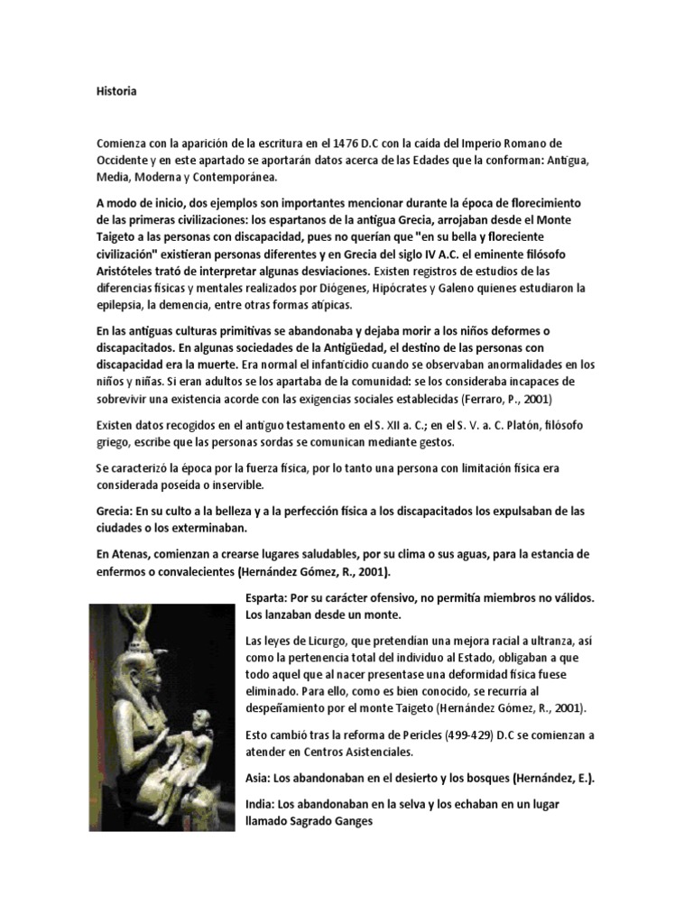 Discapacidad en la Antigüedad y su Historia | PDF | Invalidez | Antigua ...