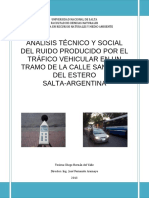 Tesina Análisis Técnico y Social Del Ruido Producido Por El Tráfico Vehícular en Un Tramo de La Calle Santiago Del Estero, Salta - Argentina