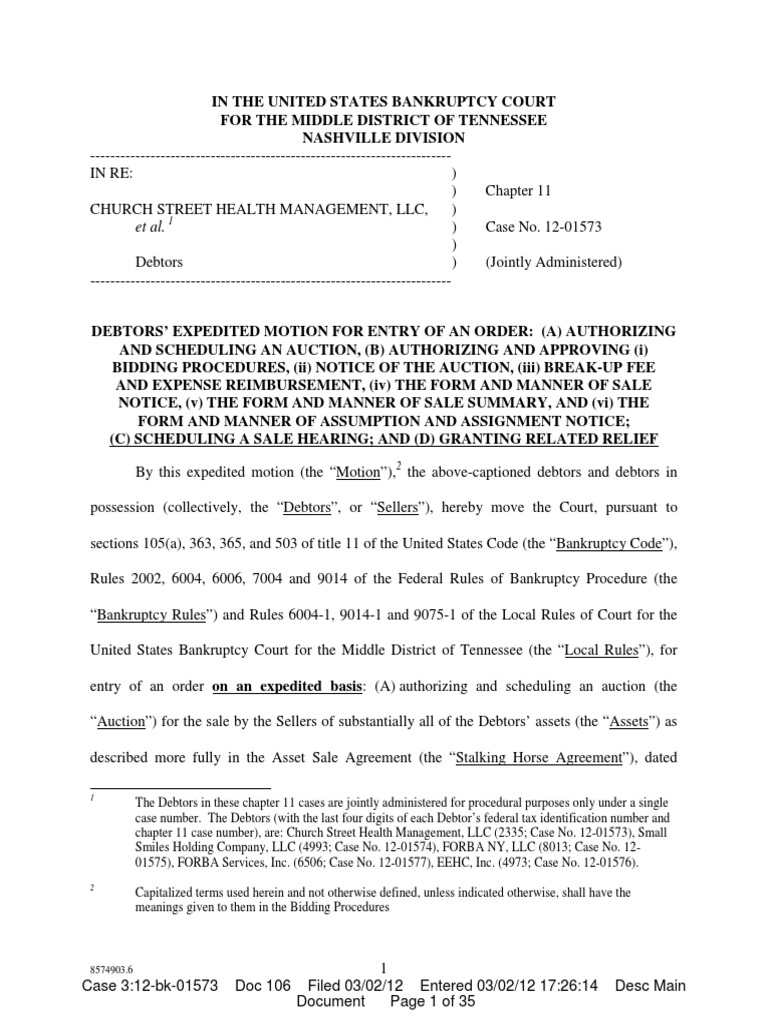 Small Smiles Bankruptcy Documents | PDF | Bankruptcy | Chapter 11