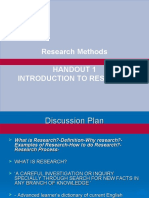 Research Methods Handout 1 Introduction To Research