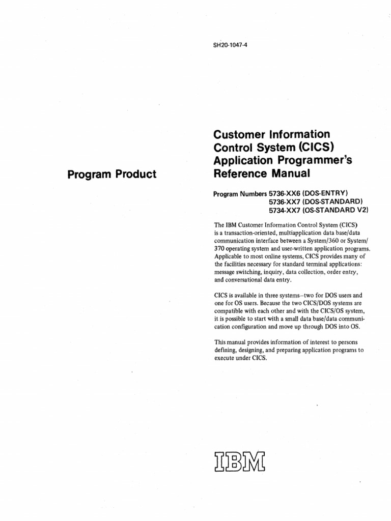 CICS Application Programmers Reference Manual Dec72 | PDF | Assembly ...