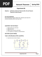 Lab4_Verification of Network Theorems (KCL, KVL and TheveninTheorem) in Phasor Domain