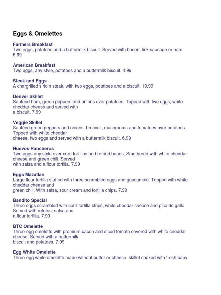 Brunch Menu PDF Salad Hamburgers