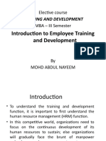Introduction To Employee Training and Development