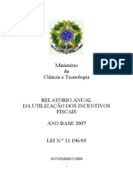 Relatório Anual P&D incentivos fiscais 2007