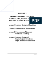 Leaner-Centered Teaching: Foundations, Characteristics and Psychological Principles