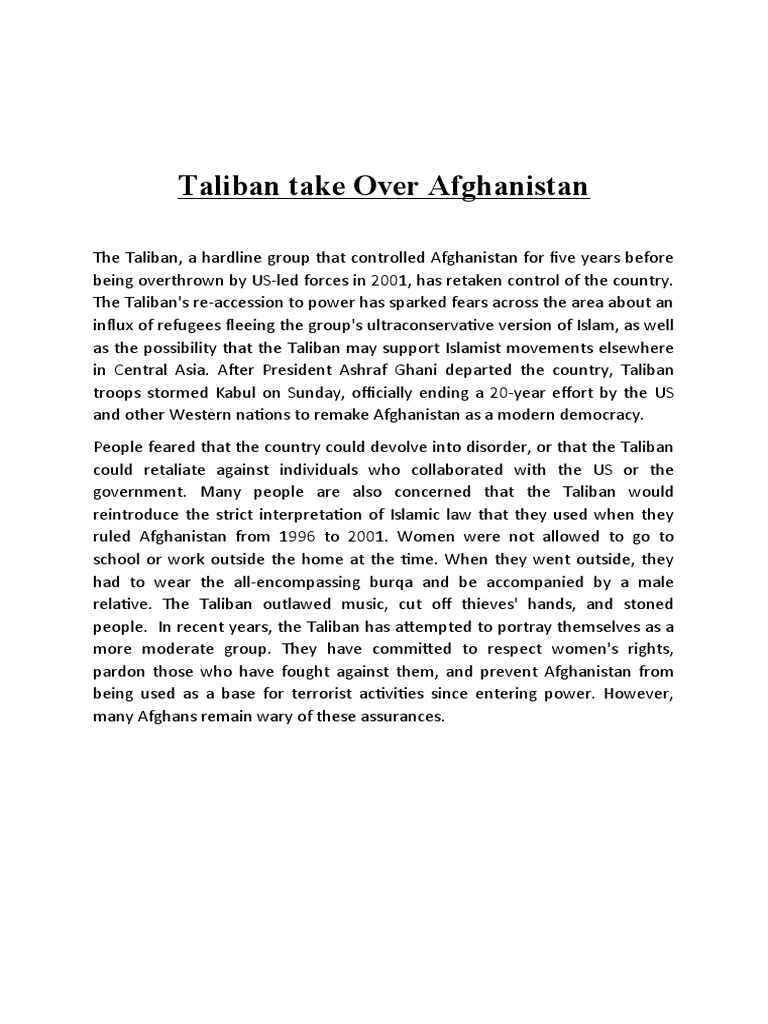 Taliban Take Over Afghanistan | PDF | Politics | Social Science