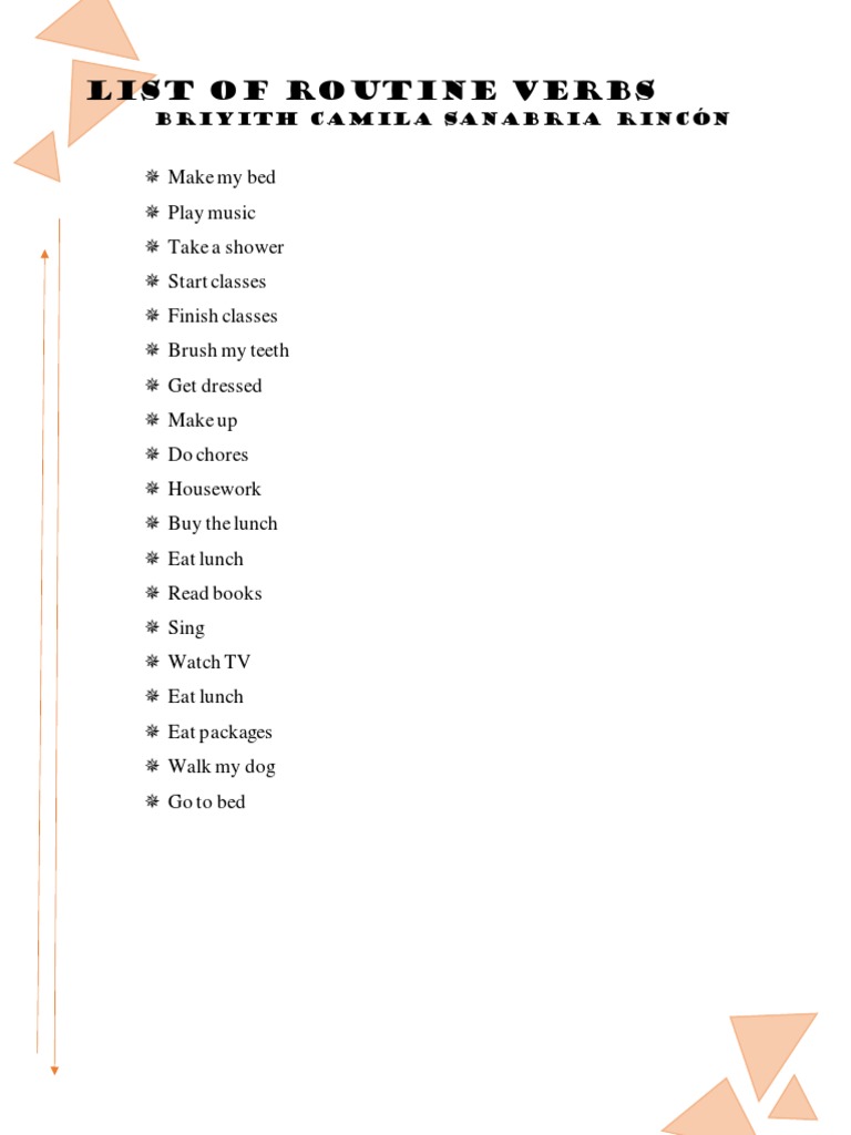 Daily Routine Verbs List | PDF