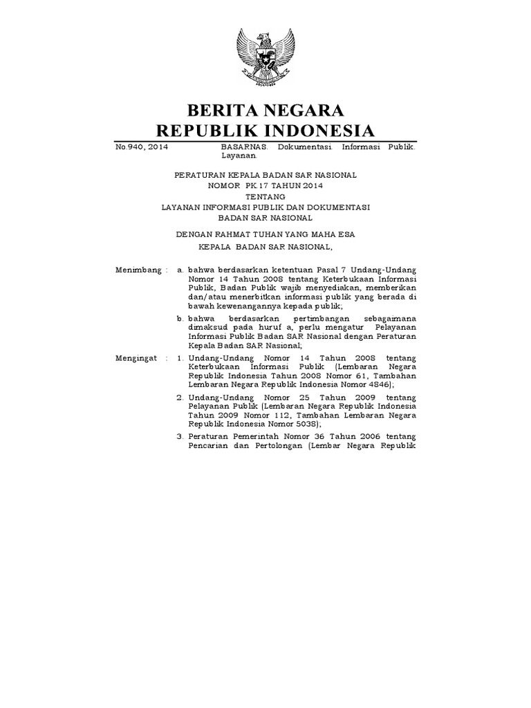 Pk basarnas no 17 tahun 2014 pdf