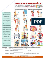 Los Quehaceres en Espanol Chores Spanish PDF Worksheet v2