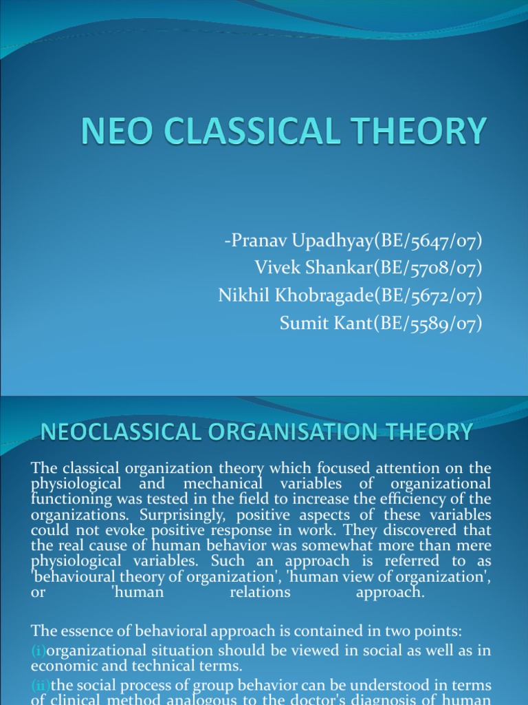 Neo Classical Theory | PDF | Theory | Neoclassical Economics
