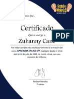 Certificado Zuhanny Cano