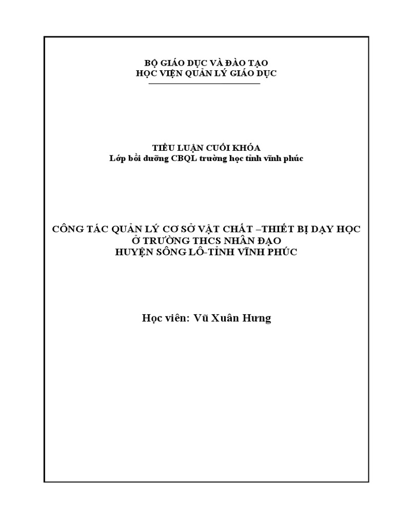 (123doc) Tieu Luan Cong Tac Quan Ly Co So Vat Chat Thiet Bi Day Hoc o ...