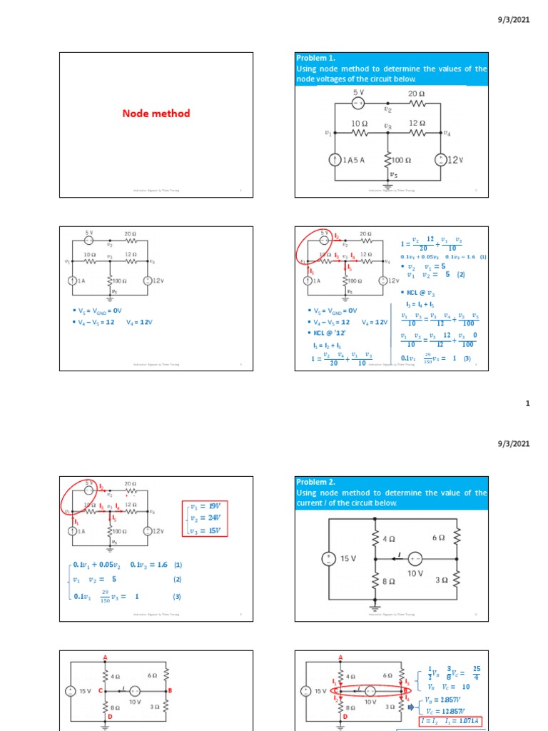 Circuit Analysis Using Node and Thévenin Methods | PDF | Electrical ...