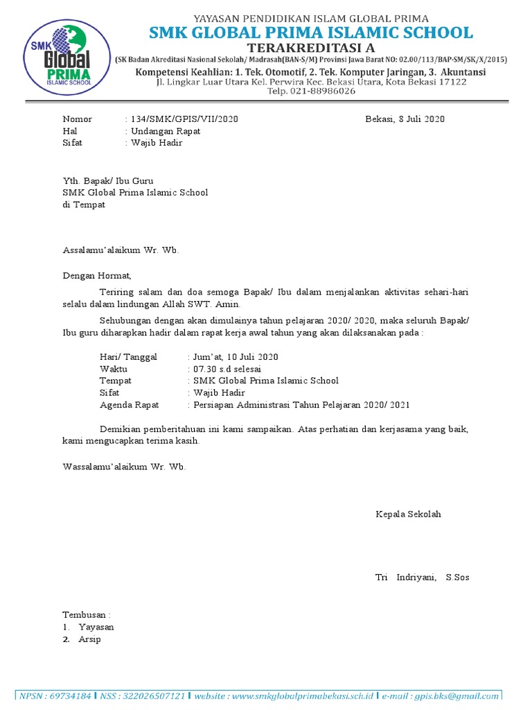Surat Undangan Rapat Awal Tahun | PDF