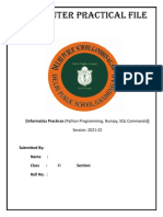 Computer Practical File: (Informatics Practices (Python Programming, Numpy, SQL Commands) )