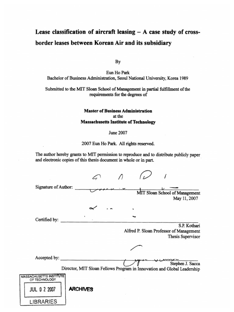 Korean Air Lease PDF Lease Option (Finance)