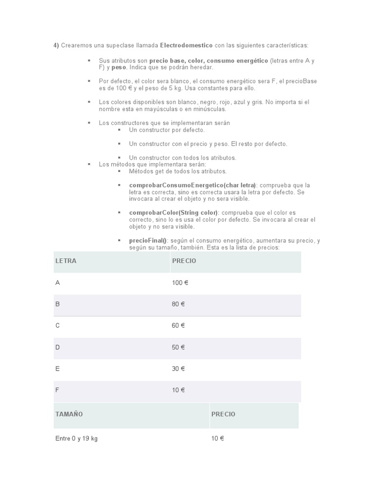Ejercicio Pdf Constructor Programación Orientada A Objetos