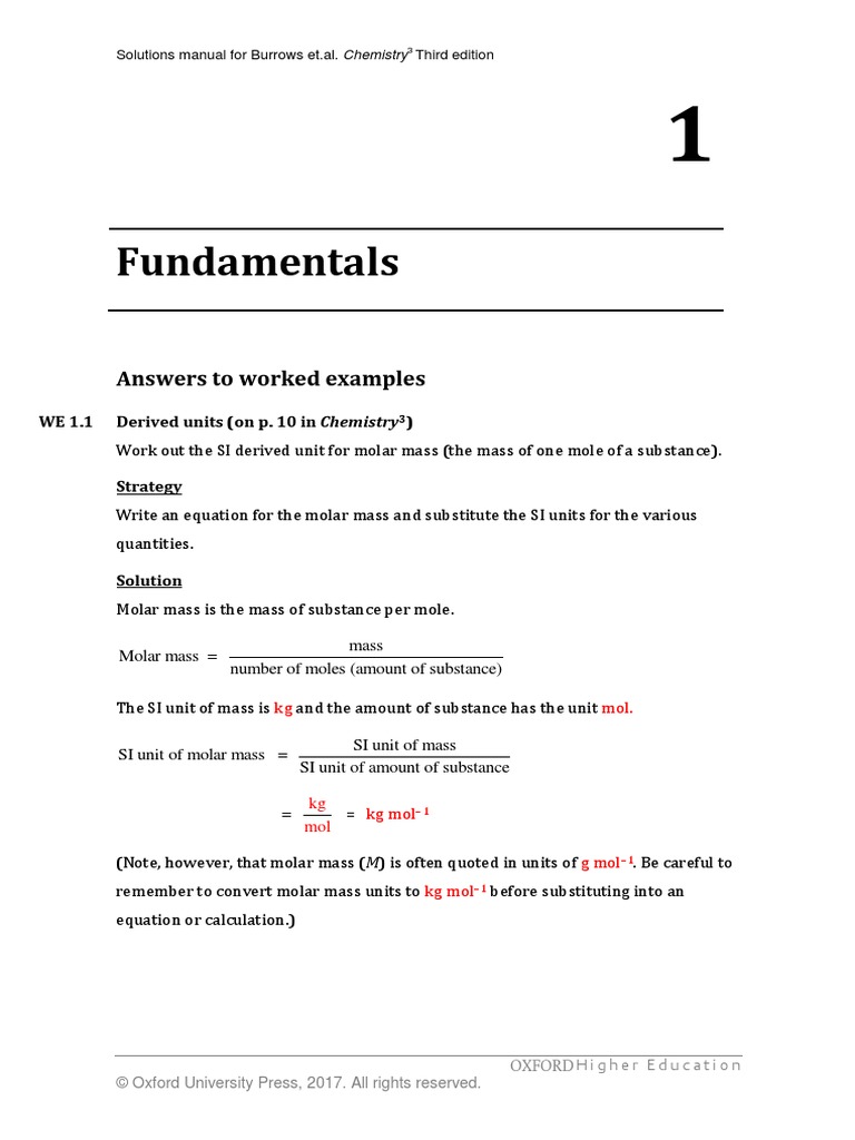 Fundamentals: Answers To Worked Examples | PDF | Redox | Mole (Unit)