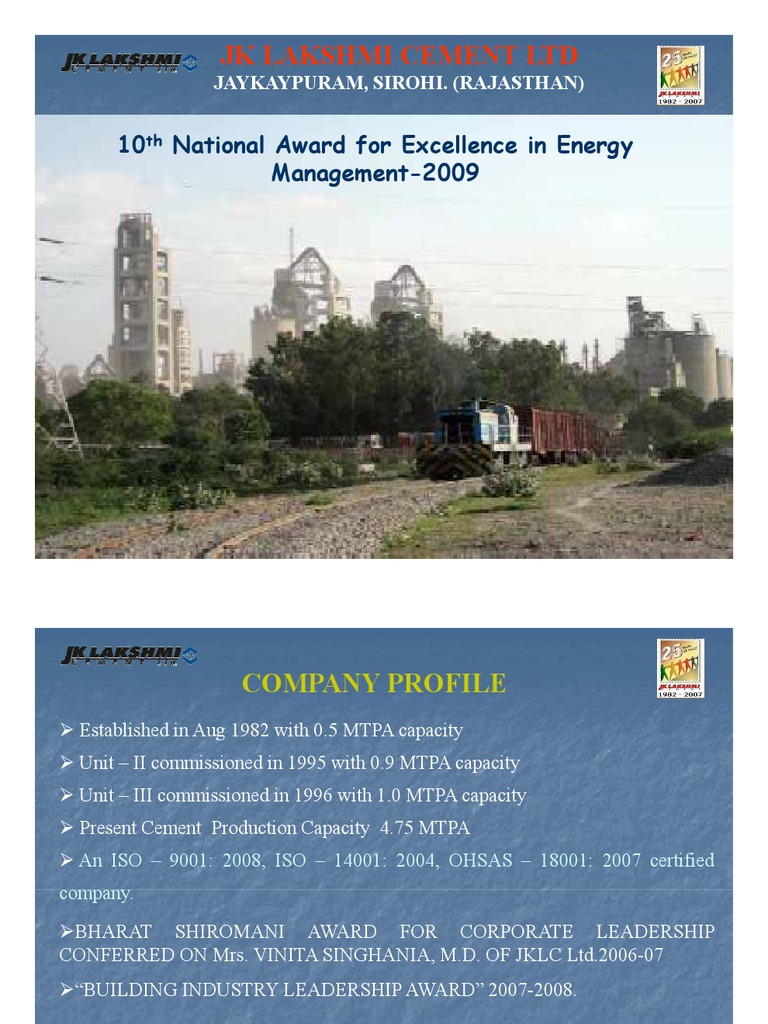 JK Lakshmi Cement Sirohi Capacity Overview | PDF | Energy Conservation ...
